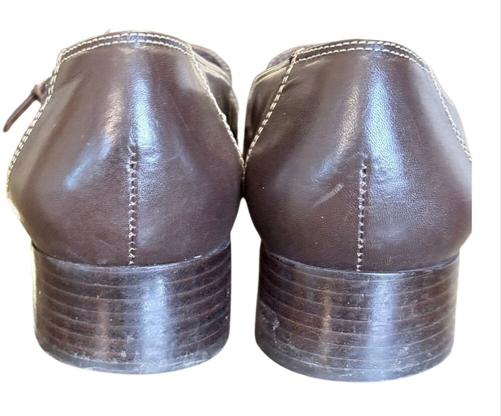 Etienne Aigner Vintage “Jules" Square-Toe Leather Loafers Brown Sz. 9.5 - Picture 5 of 16